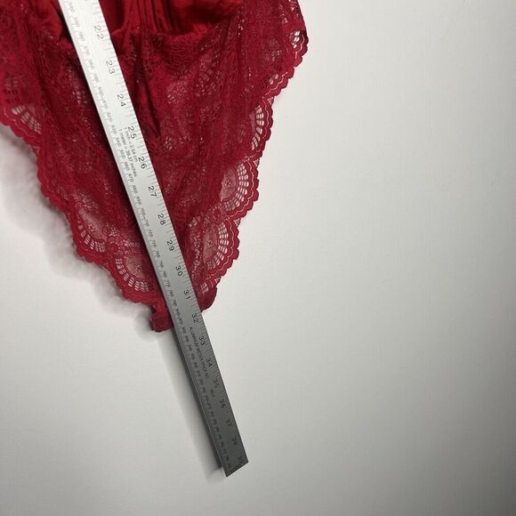 Free People Women's Bodysuit Size Small Red Spaghetti Strap Lace - Picture 3 of 16